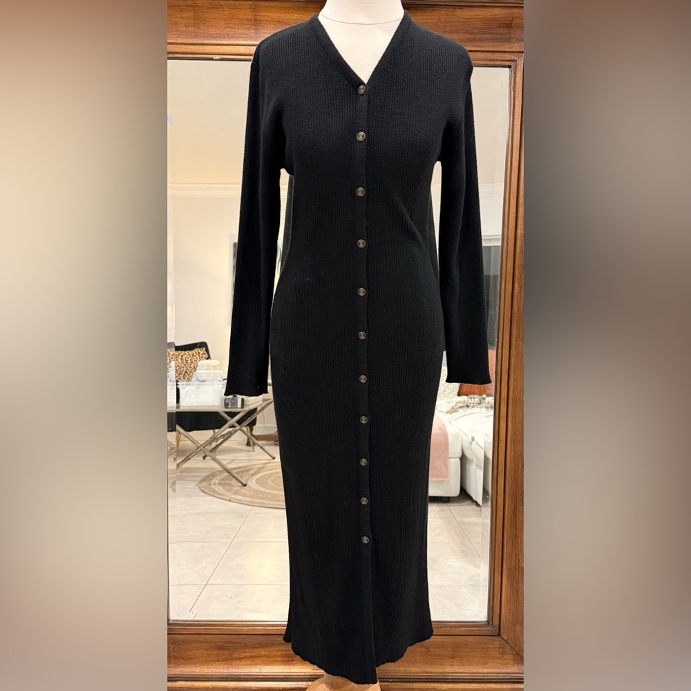 Carole Little Vintage Black Long Sleeve Sweater Dress Size Small